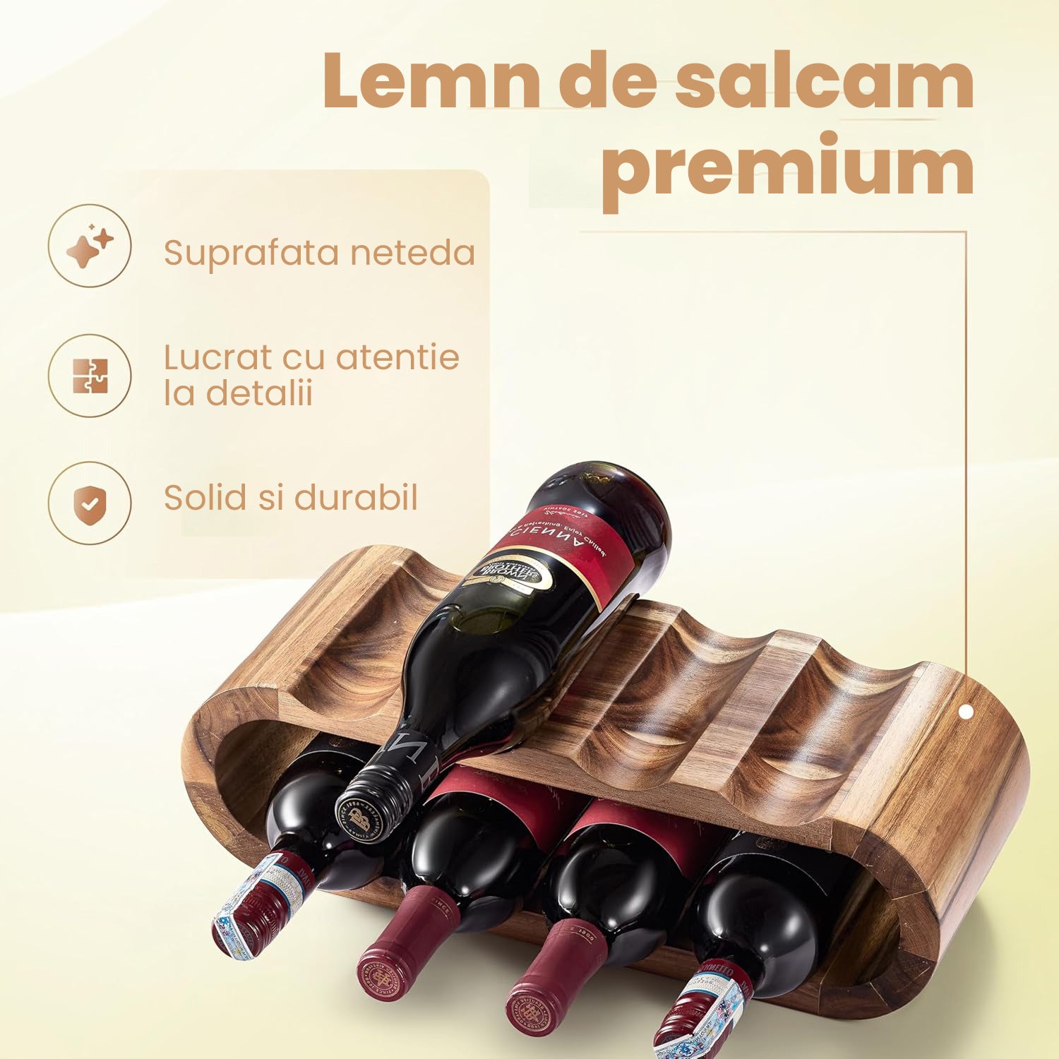 Suport Sticle Vin Evoora WoodCellar, Capacitate 8 Sticle