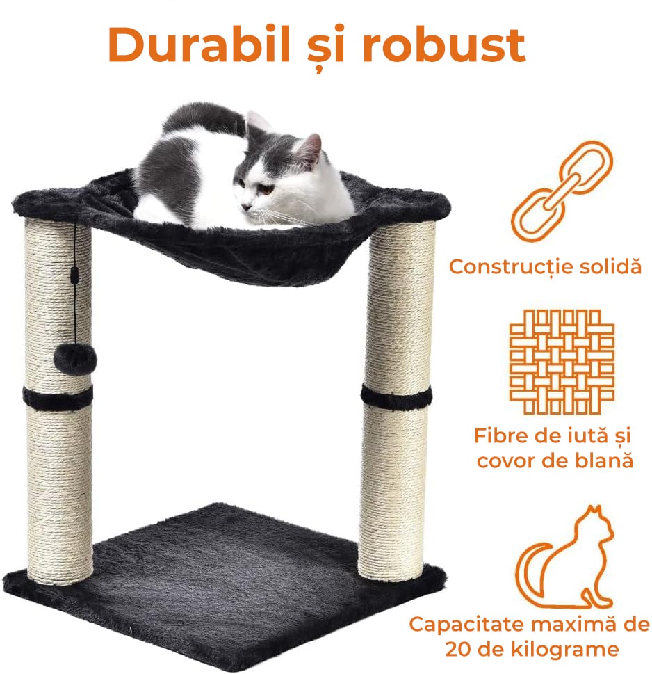 Ansamblu Joaca Pisica si Stalpi pentru Zgariat PawzUp PlayNest, Rezistenta Zgarieturi, 50cm