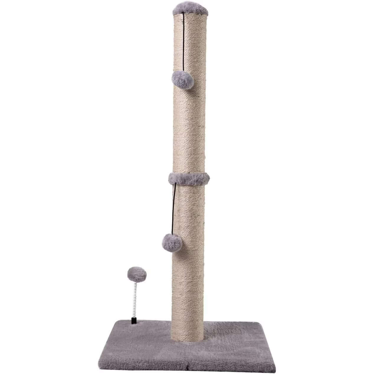 Ansamblu Joaca Pisici, Stalp Zgariat Pisici PawzUp ScratchTower, Rezistenta Zgarieturi, 86cm, Gri