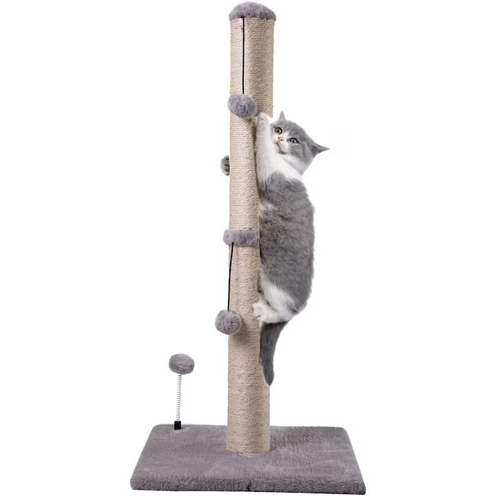Ansamblu Joaca Pisici, Stalp Zgariat Pisici PawzUp ScratchTower, Rezistenta Zgarieturi, 86cm, Gri