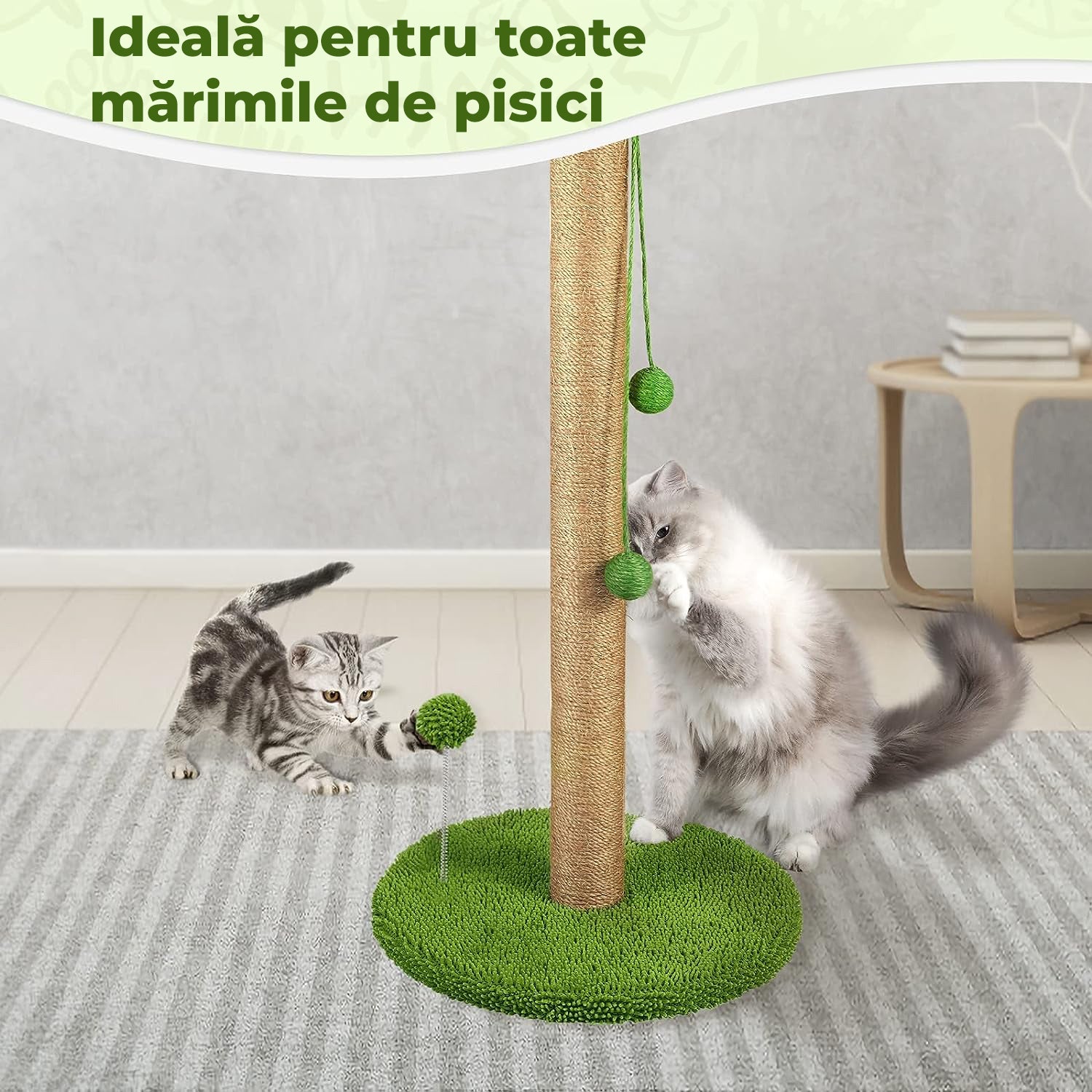 Ansamblu Joaca Pisici, Stalp pentru Zgariat PawzUp PalmPlay, Rezistent la Zgarieuri, 84cm