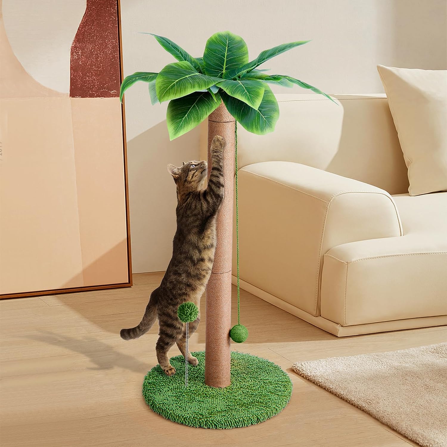 Ansamblu Joaca Pisici, Stalp pentru Zgariat PawzUp PalmPlay, Rezistent la Zgarieuri, 84cm