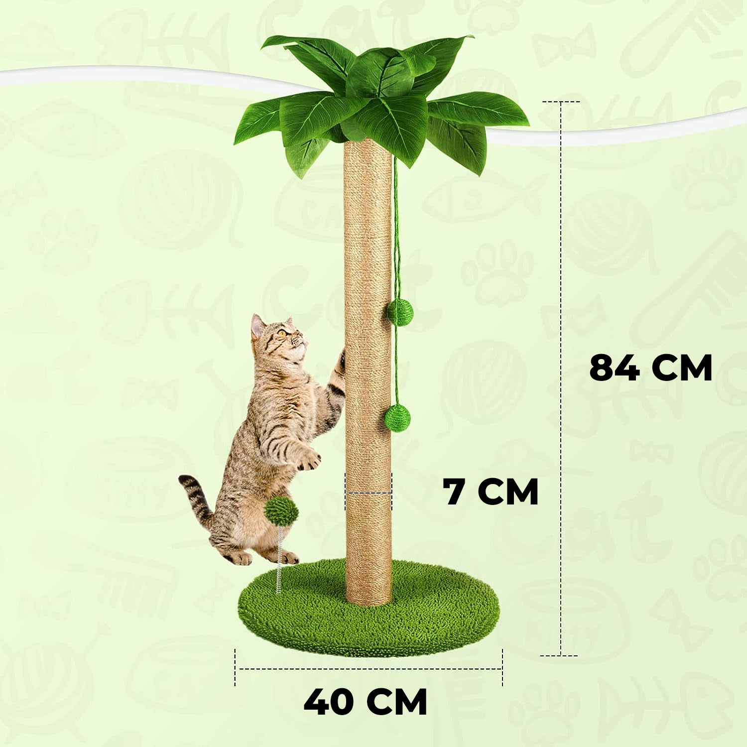 Ansamblu Joaca Pisici, Stalp pentru Zgariat PawzUp PalmPlay, Rezistent la Zgarieuri, 84cm