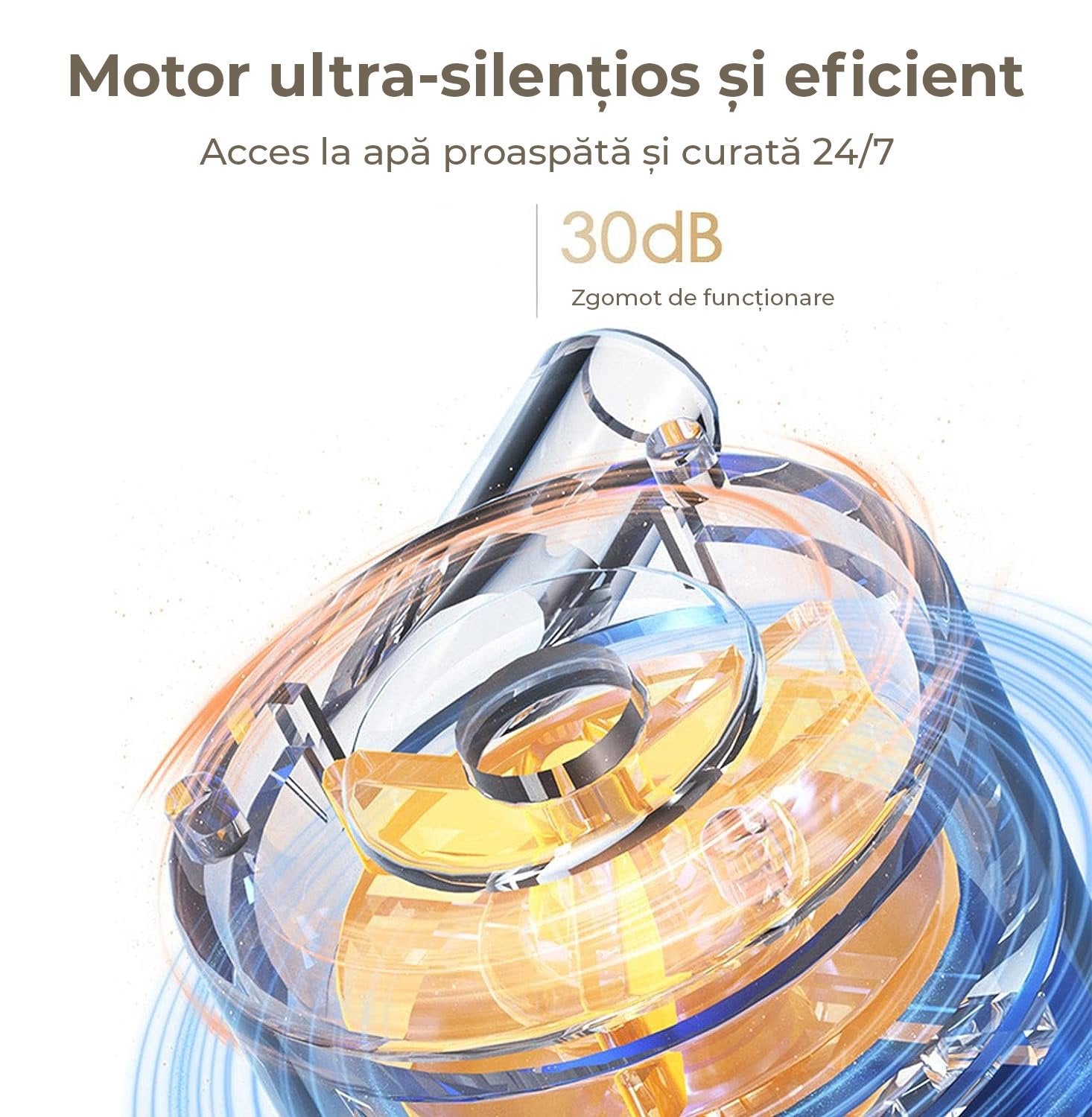 Dispenser Apa Pisici Automat PawzUp AquaFlow, Silentios si cu Sistem Filtrare, USB, 3L, Alb