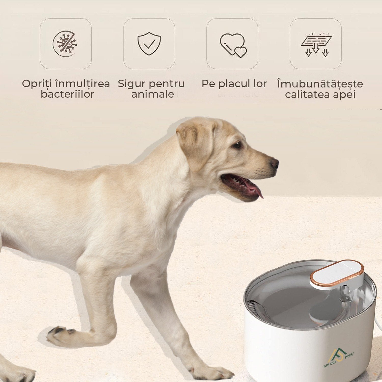 Dispenser Apa Pisici Automat PawzUp AquaFlow, Silentios si cu Sistem Filtrare, USB, 3L, Alb
