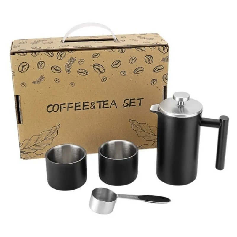 Infuzor Cafea si Accesorii Set Cadou Evoora CaffeNoir, Negru