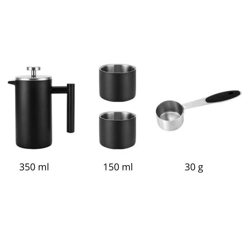 Infuzor Cafea si Accesorii Set Cadou Evoora CaffeNoir, Negru