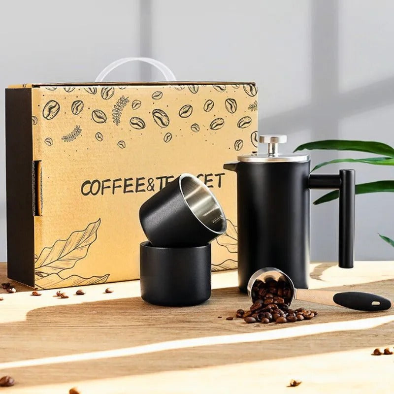 Infuzor Cafea si Accesorii Set Cadou Evoora CaffeNoir, Negru
