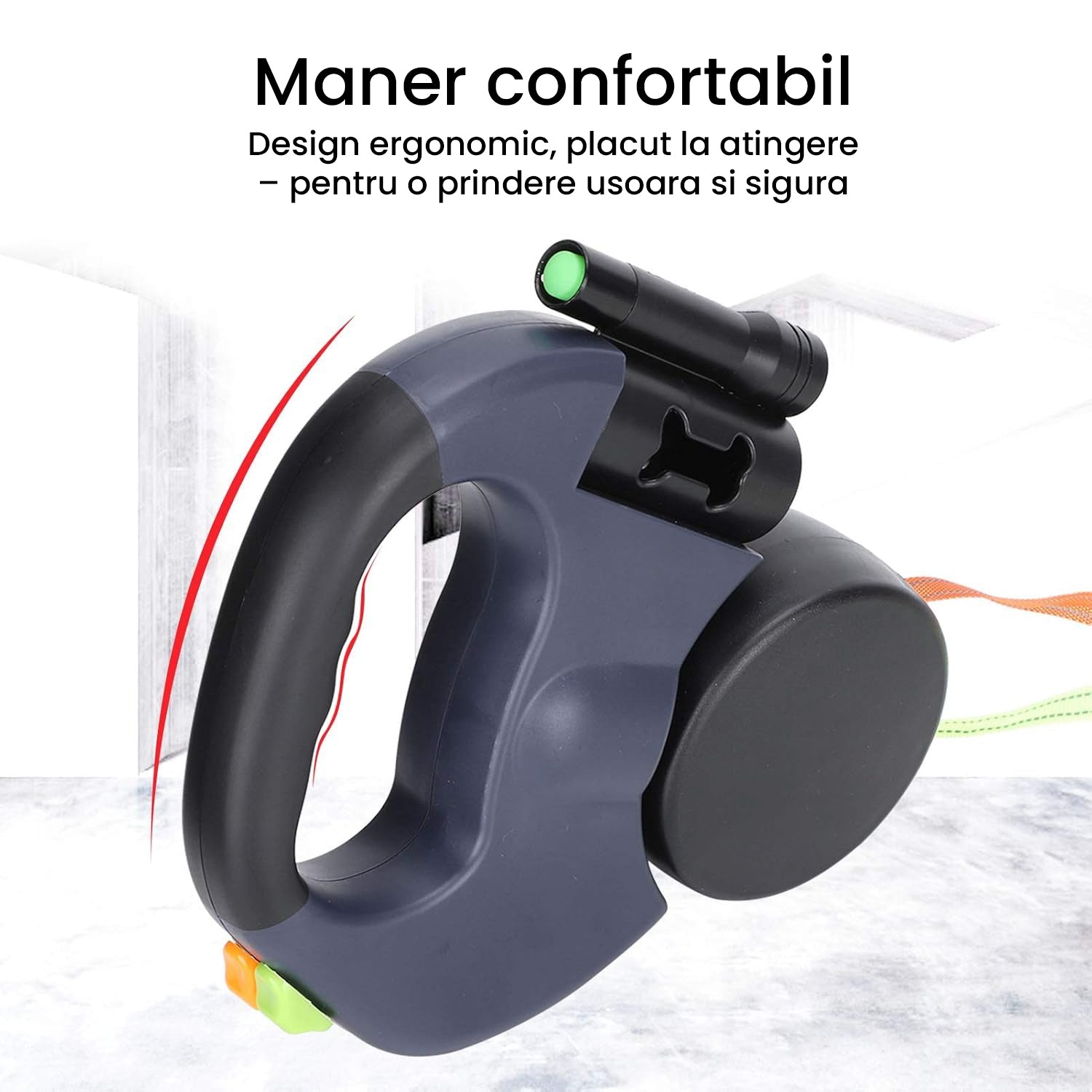 Lesa Caine Dubla PawzUp EasyLeash, Anti-Incalcire si Lanterna LED