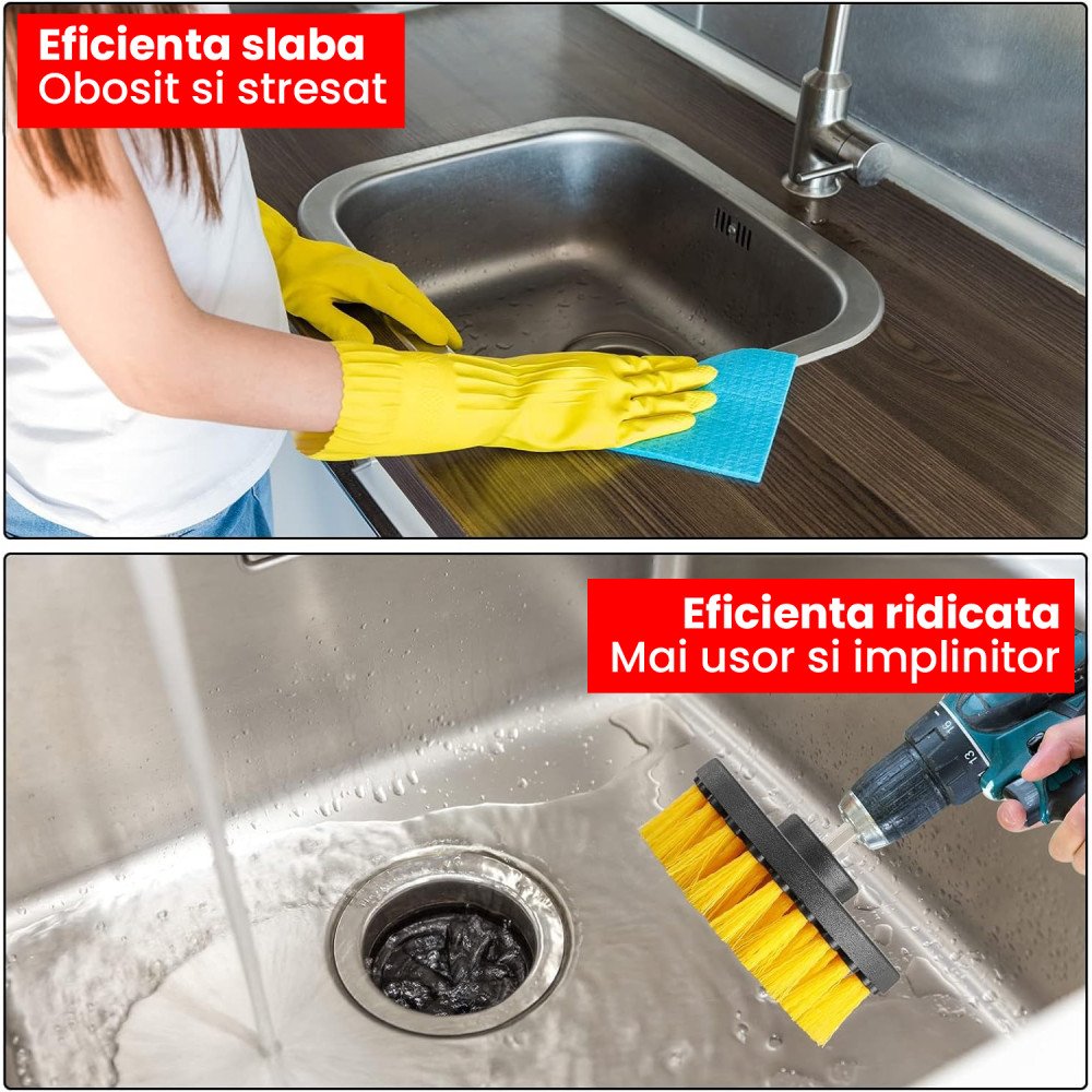 Set Curatenie Perii Mocheta 3 in 1 speckBRUSH Moale, Medie si Dura, Adaptor Bormasina