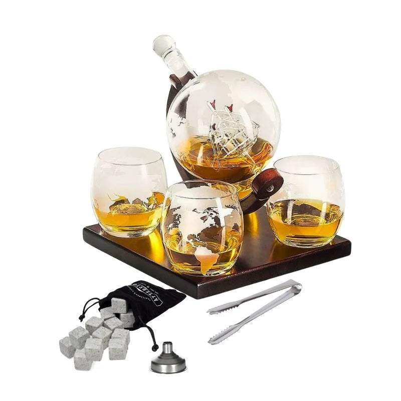 Set Decantor Whisky cu Accesorii si 4 Pahare Evoora NoirSpirits