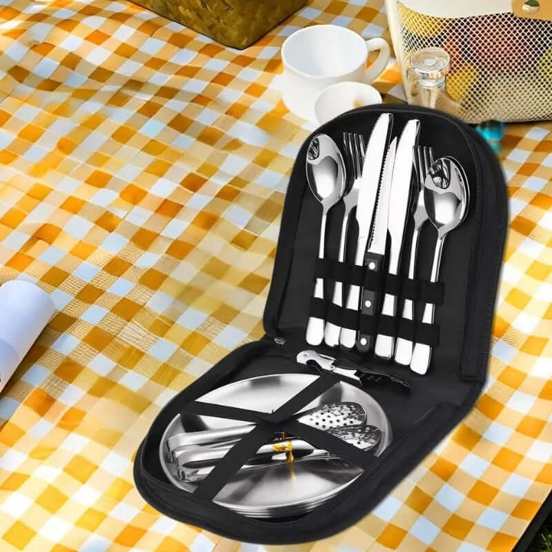 Set pentru Picnic Tacamuri si Farfurii Evoora CampKit, 20 buc