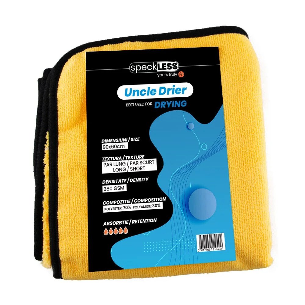 Prosop Auto speckLESS Uncle Drier, Galben, 380 GSM, 90x60cm