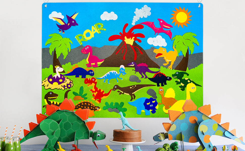 Joc Interactiv si Creativ pentru Copii Montessori Evoora PlayFelt Lumea Dinozaurilor