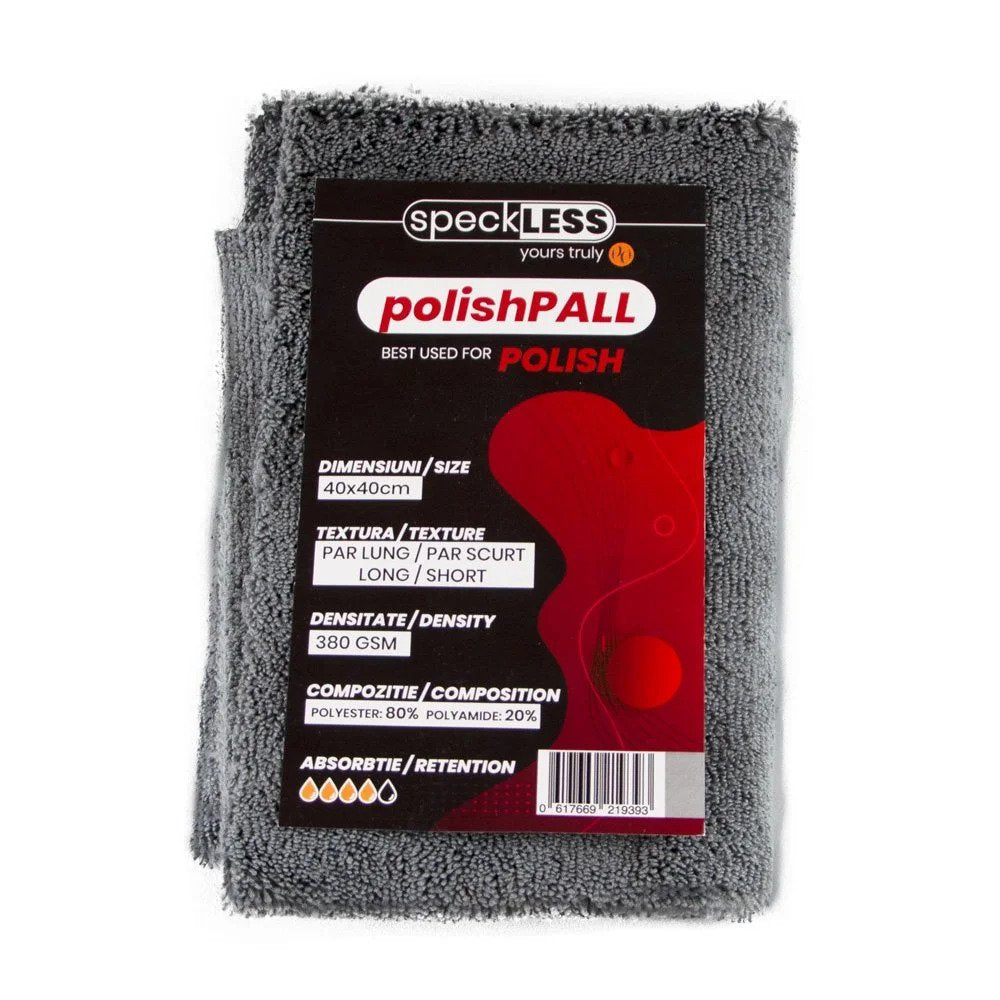Microfiber Cloth SpeckLESS polishPALL, Grey, 380GSM, 40 x 40cm