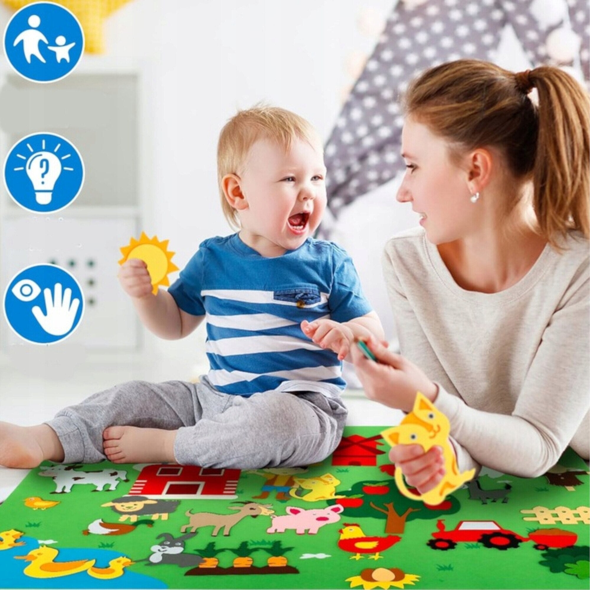 Joc Interactiv si Creativ pentru Copii Montessori Evoora PlayFelt Micul Fermier