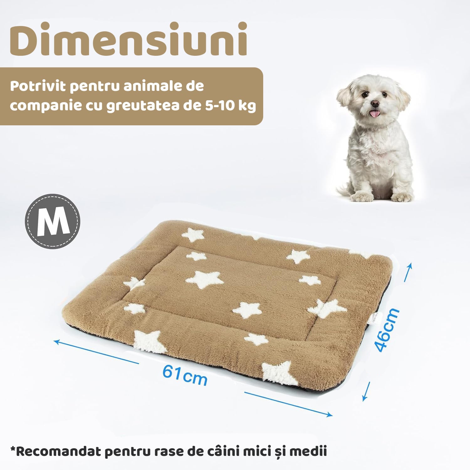 Saltea Caini PawzUp Nest Bed, 61x46 cm, Maro